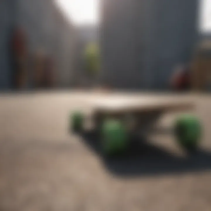 Variety of cruiser skateboards lined up showcasing different designs
