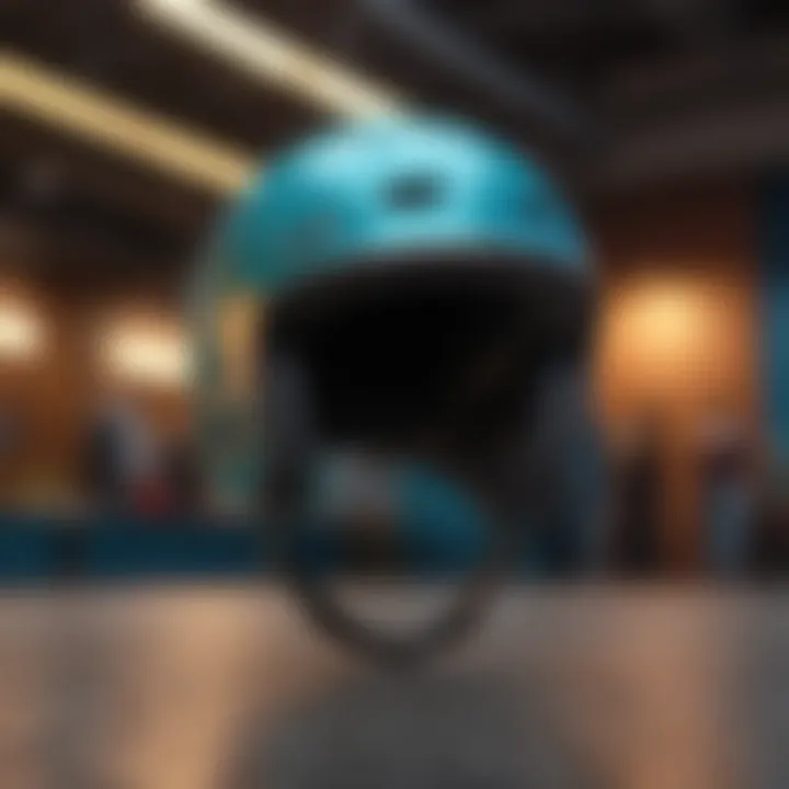 A vibrant helmet featuring a sleek design and bright colors