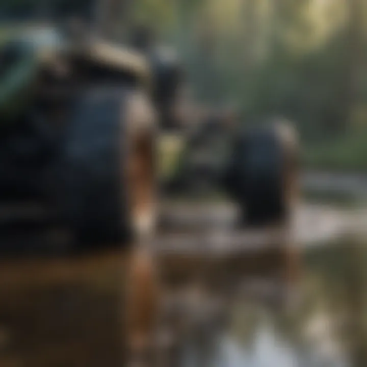 A close-up of the engineering details on a swamp buggy.