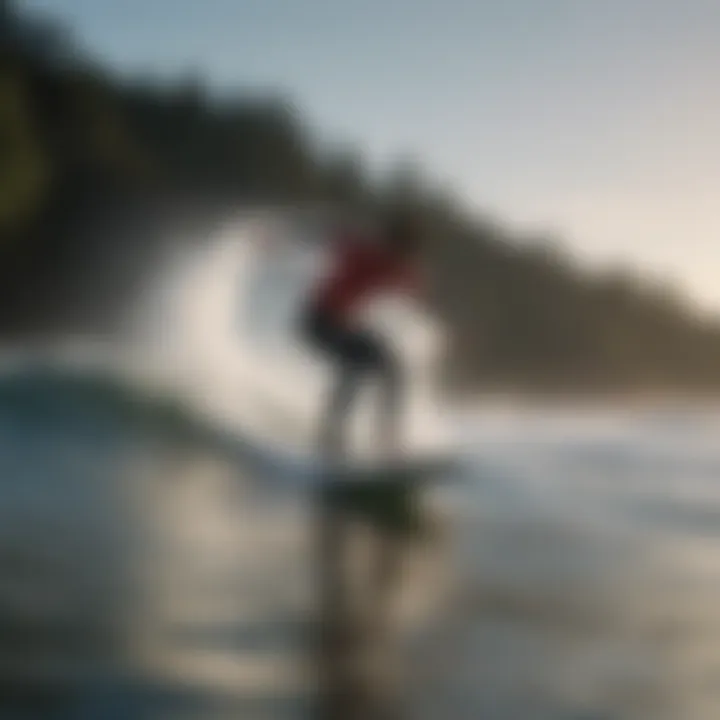 A surfer riding a perfect wave on Tofino's beaches