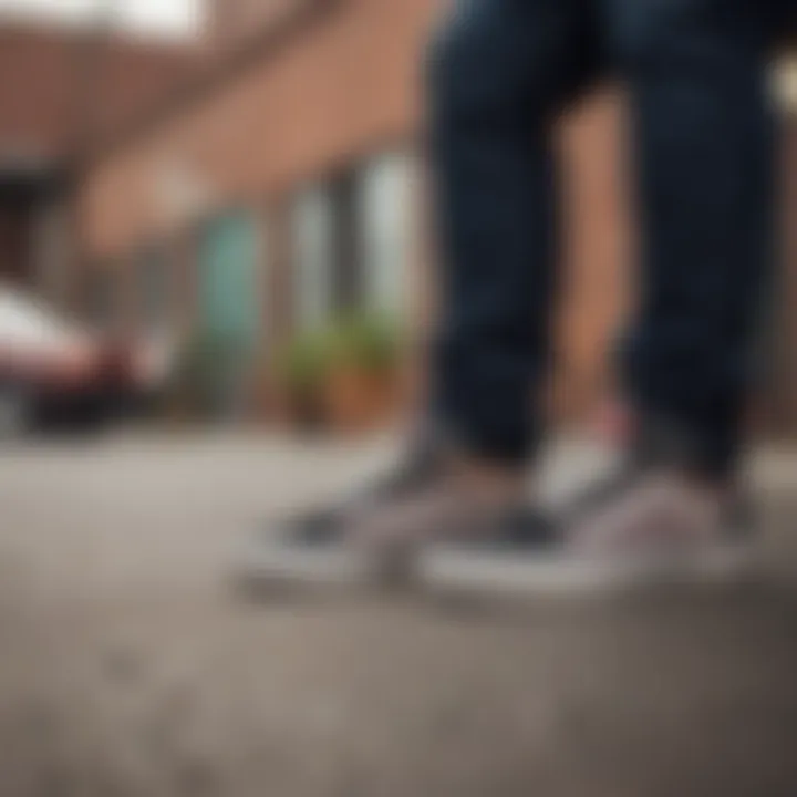 A group of extreme sports enthusiasts wearing Vans Era Comfycush sneakers at an urban skateboarding venue.