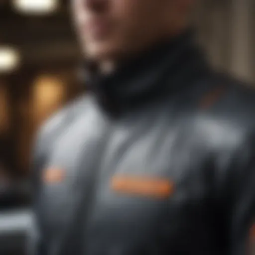 Close-up view of vertex jacket showcasing advanced material technology