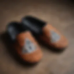 A close-up view of Volcom slippers showcasing intricate design elements