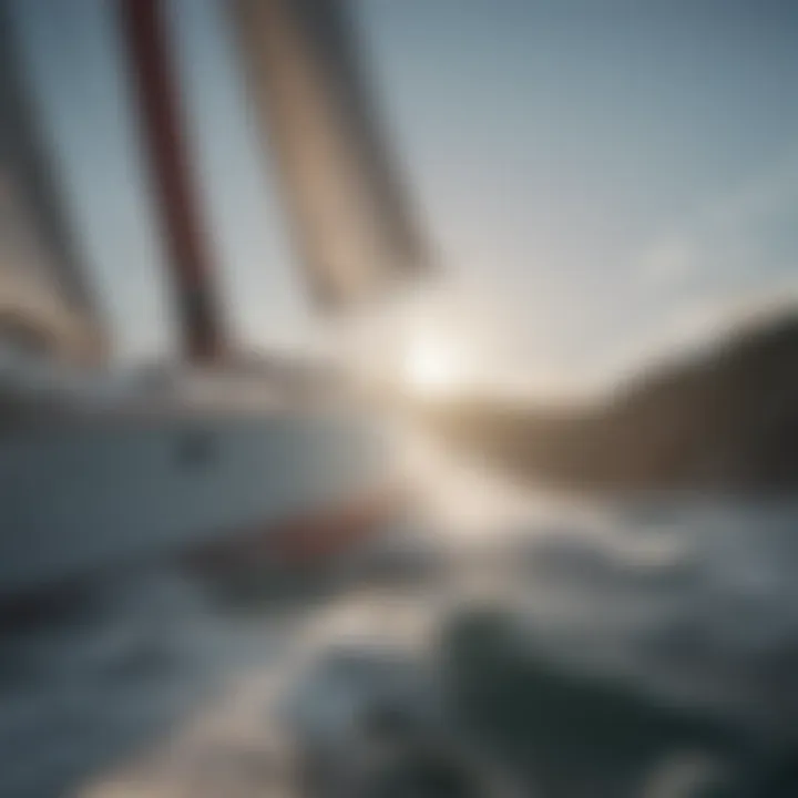 A sailboat navigating through choppy waters, showcasing wind strength