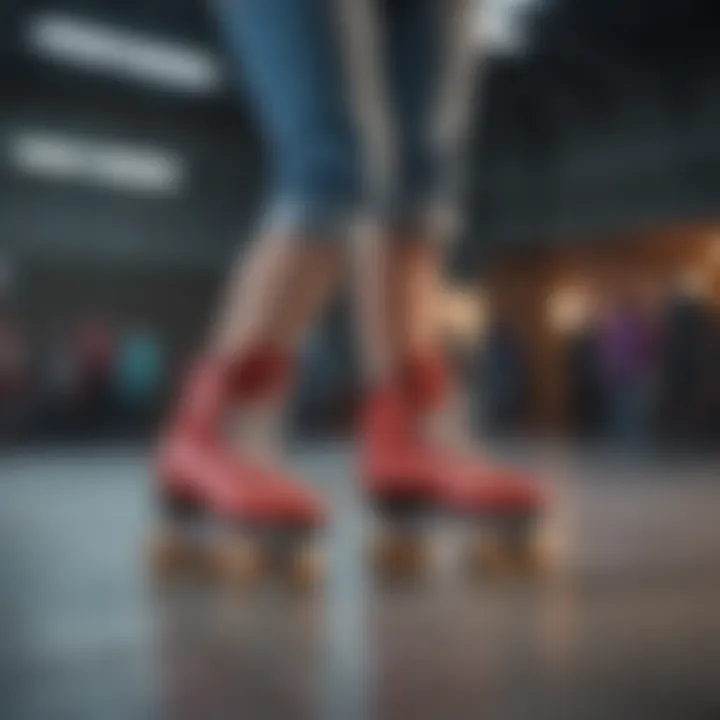 A vibrant skating community gathering, showcasing diverse styles of high-top skates