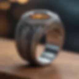 A close-up view of a Zumiez ring showcasing its intricate design.