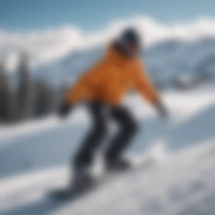 A beginner practicing snowboarding techniques on a slope