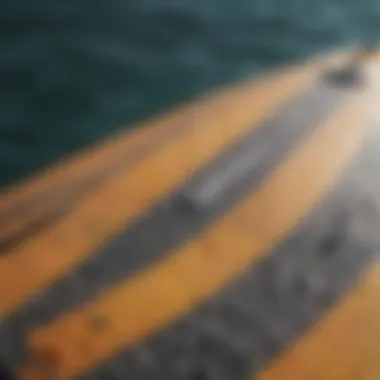 Close-up of paddle board materials showcasing textures