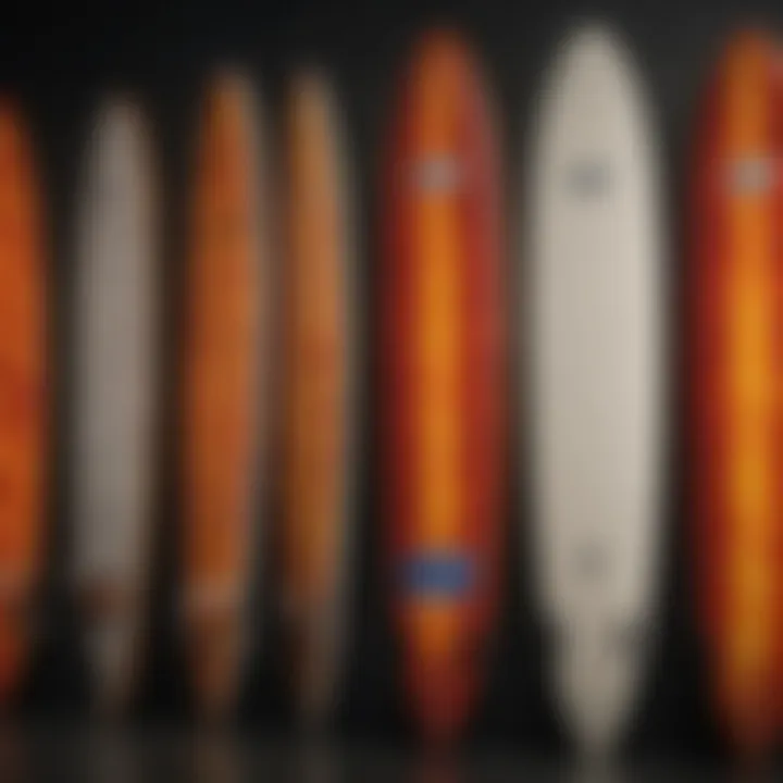 An array of Fire Wire surfboard models displayed together, highlighting their variety.