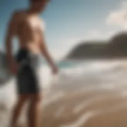 Flexible board shorts in action during a surf session