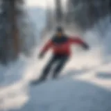 A beginner practicing snowboarding on a snowy slope