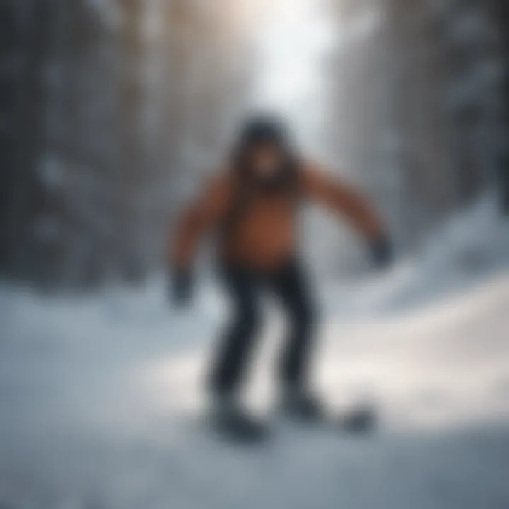 An instructor demonstrating snowboarding techniques to newcomers