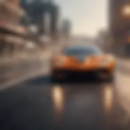 A thrilling race with sleek cars on a dynamic track