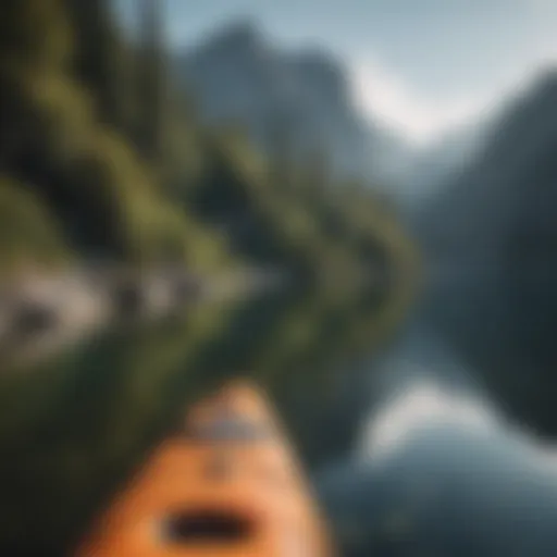 A serene view of a calm lake ready for kayaking