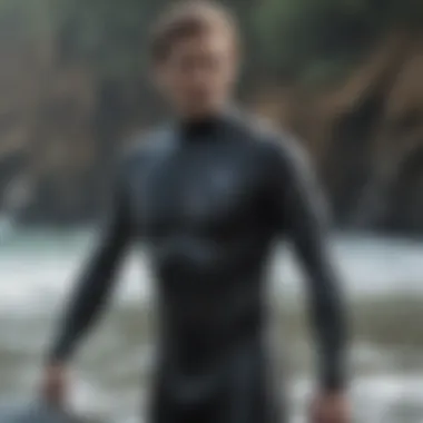 Wetsuit in Action: Embracing Cold Water Sports Illustration of a surfer in a well-fitted wetsuit during cold water sports