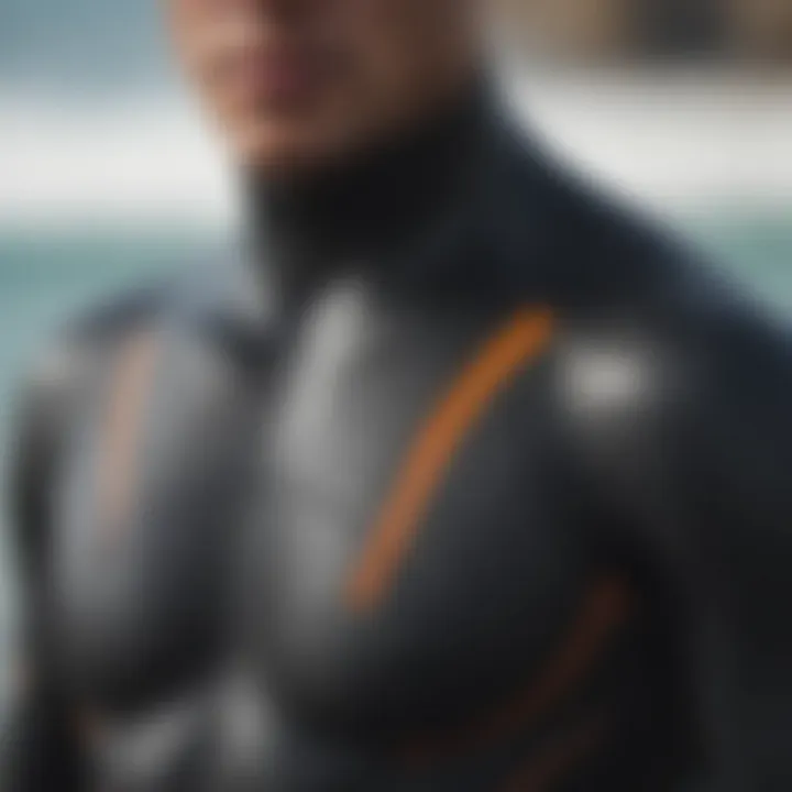 Close-up of wetsuit material showcasing texture and flexibility