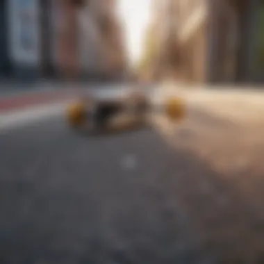 A group of longboarders enjoying a vibrant urban street