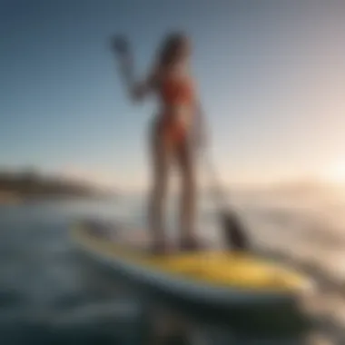 A well-maintained inflatable paddle board ready for use