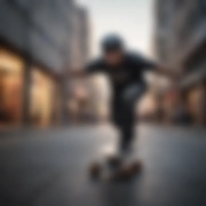 A longboarder performing a trick in an urban setting