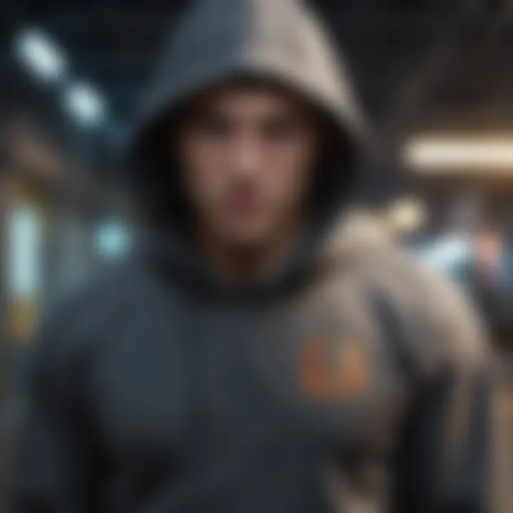 An active individual wearing a hoodie in a dynamic environment