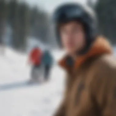 An inspiring image of Kevin Pearce mentoring young snowboarders.