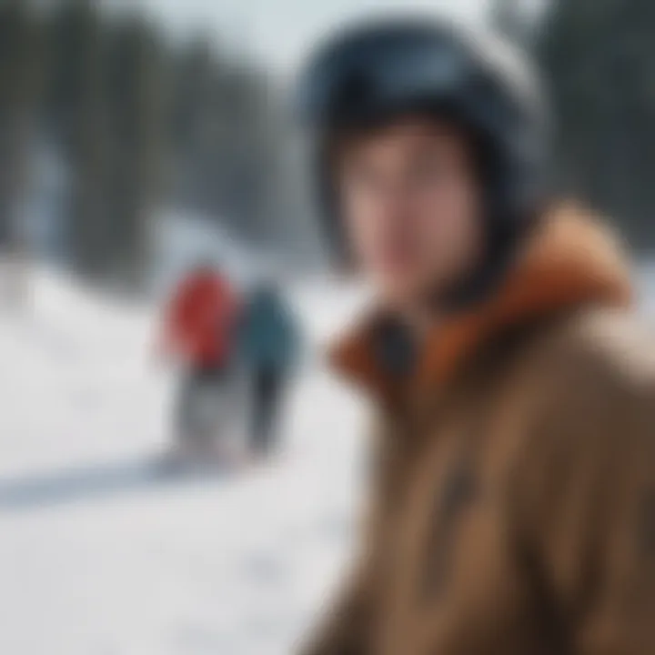 An inspiring image of Kevin Pearce mentoring young snowboarders.