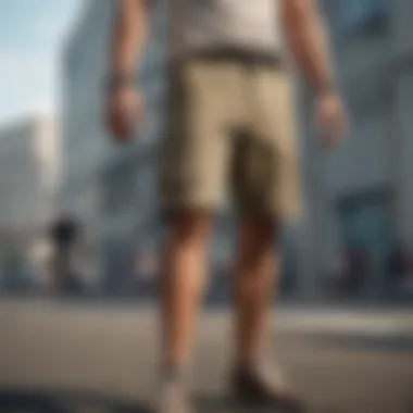 Outdoor scene highlighting the style of khaki shorts