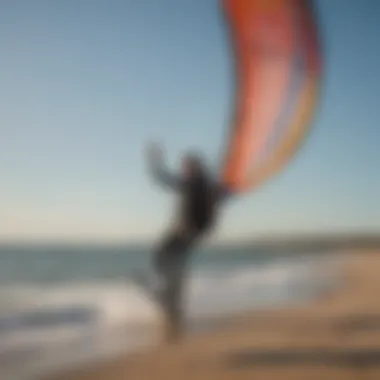 Kite surfing community gathering at a Cape Cod beach