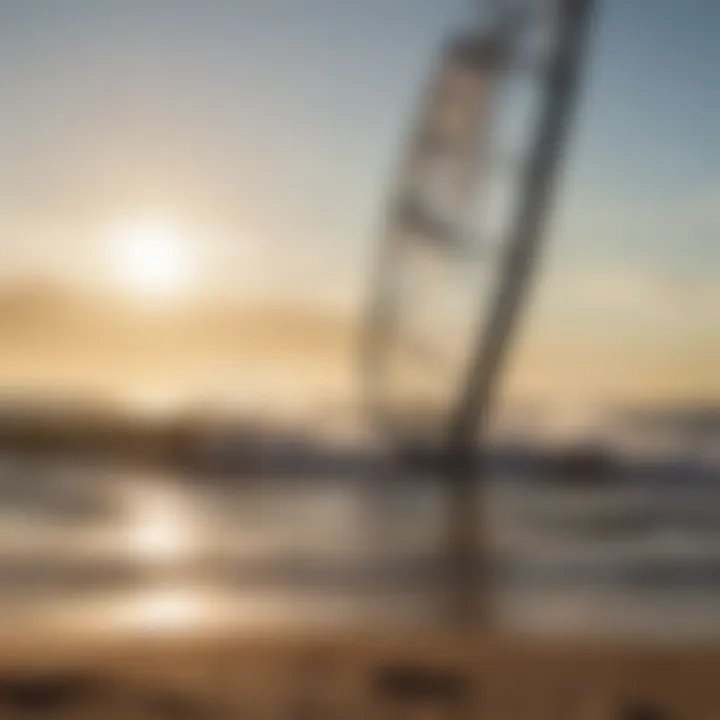 A breathtaking view of a kiteboarding beach with wind patterns