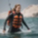 Kiteboarding vest in action on the water