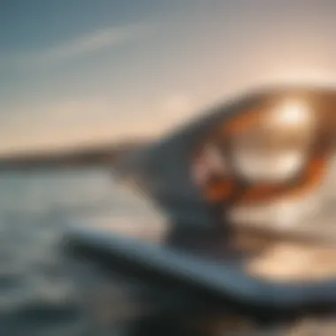 The Aerodynamics of Kitesurf Foil Boards A close-up view of a kitesurf foil board showcasing its aerodynamic design and features.