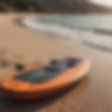 Essential Equipment for Kitesurf Foil Boarding A detailed overview of kitesurf foil board equipment laid out on the beach.