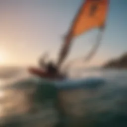 Diverse kitesurfing gear showcased in a shop