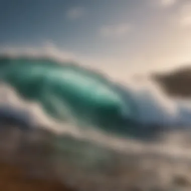 Majestic large wave crashing onto the shore