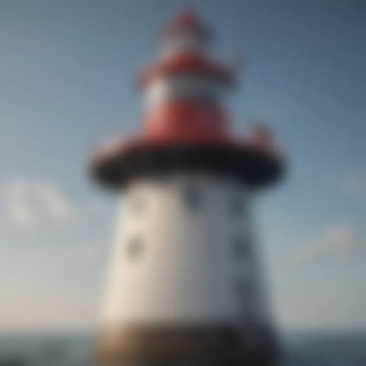A modern lighthouse equipped with advanced technology, symbolizing innovation in maritime safety.