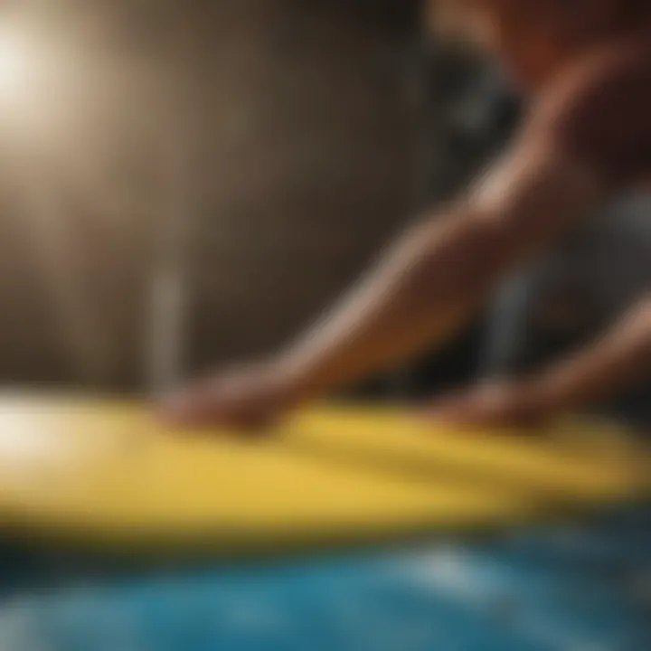 Applying wax to a surfboard with precision