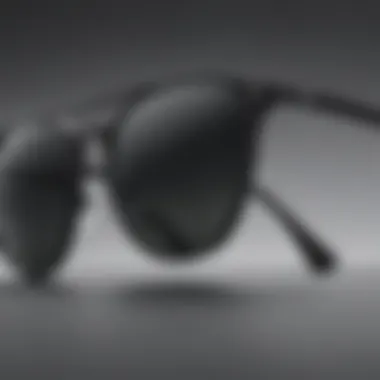 Close-up view of matte black Ray-Ban aviators highlighting the intricate design details