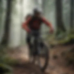 Mountain biker navigating a challenging trail