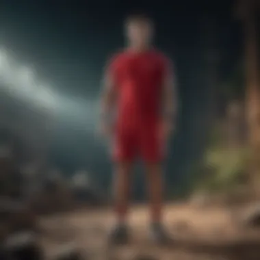 Extreme sports enthusiast wearing red Adidas shorts