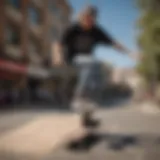 Mike Vallely performing a dynamic skateboard trick