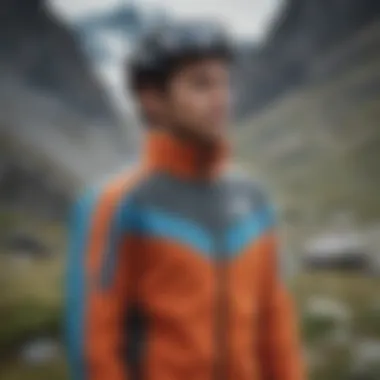 Multicolor fleece jacket in an alpine setting