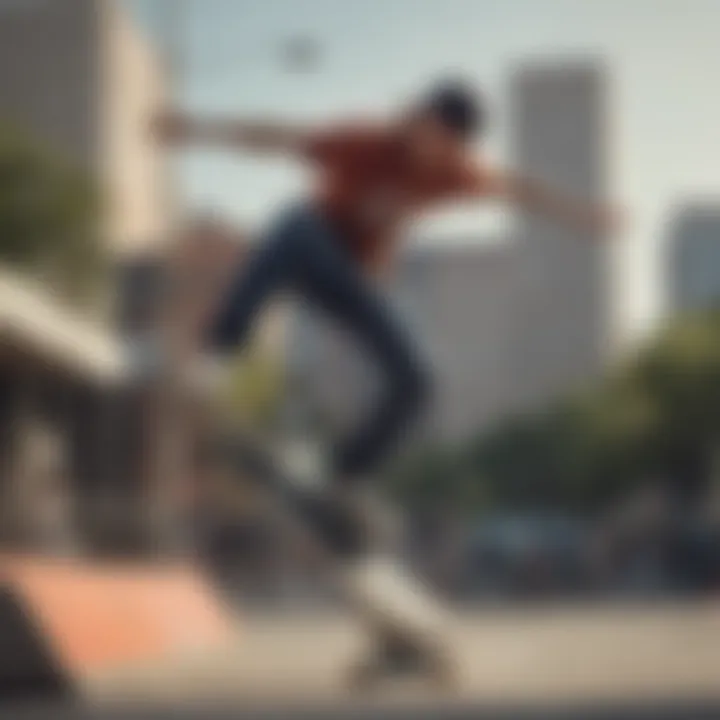 A skateboarder performing a trick wearing the Nike SB Alleyoop