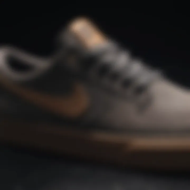 Detailed view of the materials used in Nike SB Shane Premium shoes.