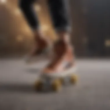 Skater demonstrating the performance of the shoe on a skateboard