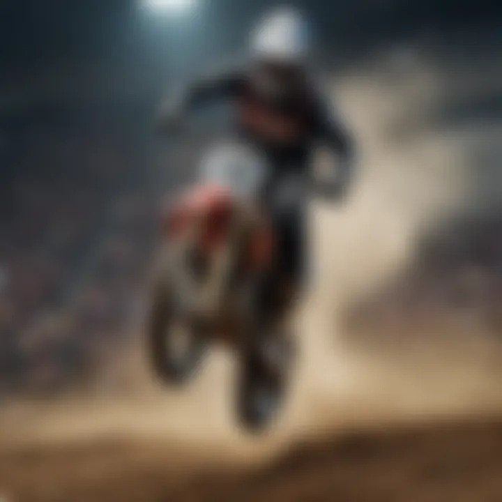 Daring stunt involving a motocross rider mid-air