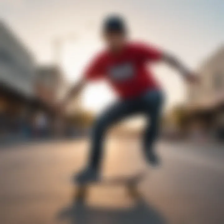 Nyjah Huston performing a trick on his skateboard while showcasing Nike SB shoes