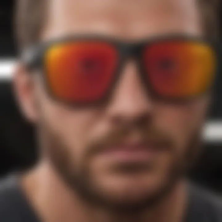 Close-up of Prizm lens technology in Oakley sunglasses