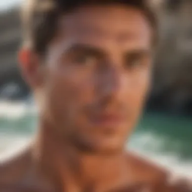 Surfer's Essential Sunblock Application Surfer applying sunblock on their face