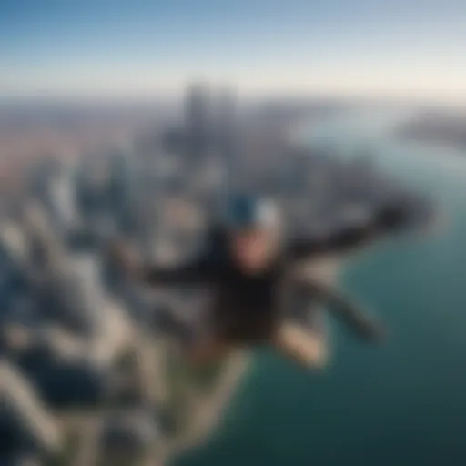 Skydiving over Chicago skyline