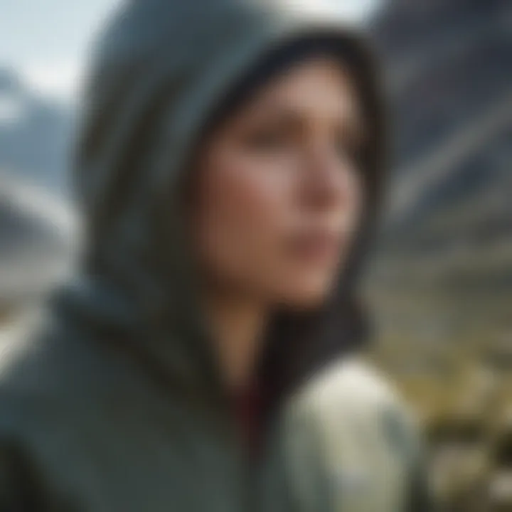 An athlete wearing the Patagonia Hooded Pullover during an outdoor activity
